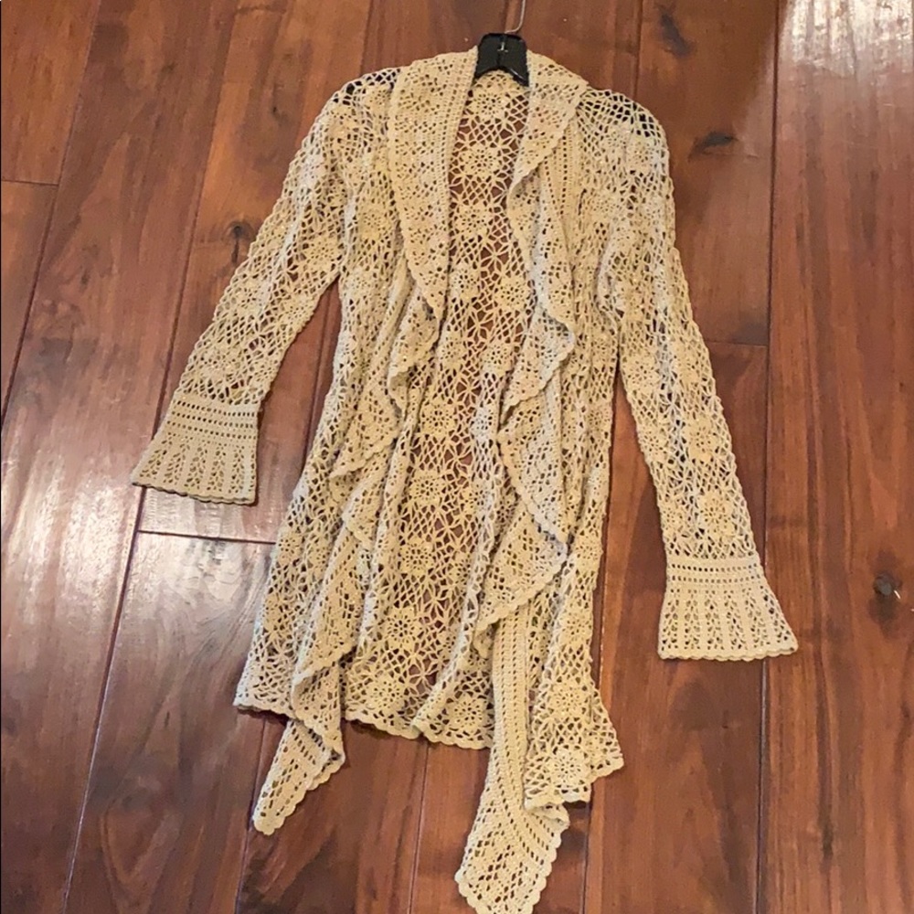 Shiny sparkly crochet long sweater